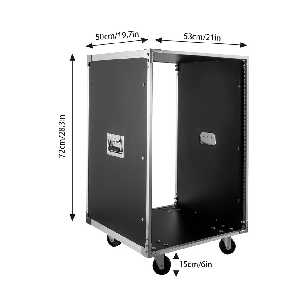 16U Portable Rolling Network Rack 4-Post Server Rack with Wheels Black