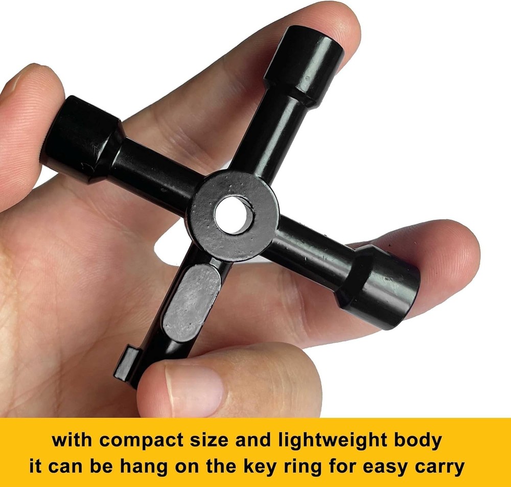 Compact Black Utility Key - 4 Shapes for Maximum Flexibility in Plumbing Tasks