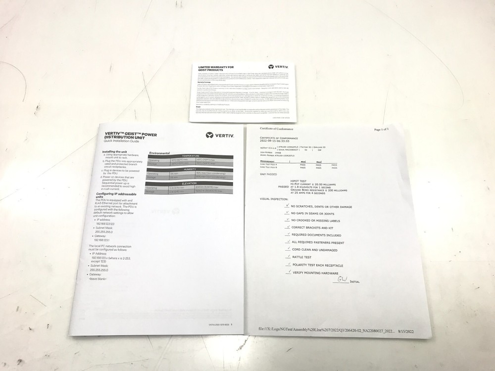 Vertiv Geist 14468 ATR100-103R20TL5 Automatic Transfer Switch