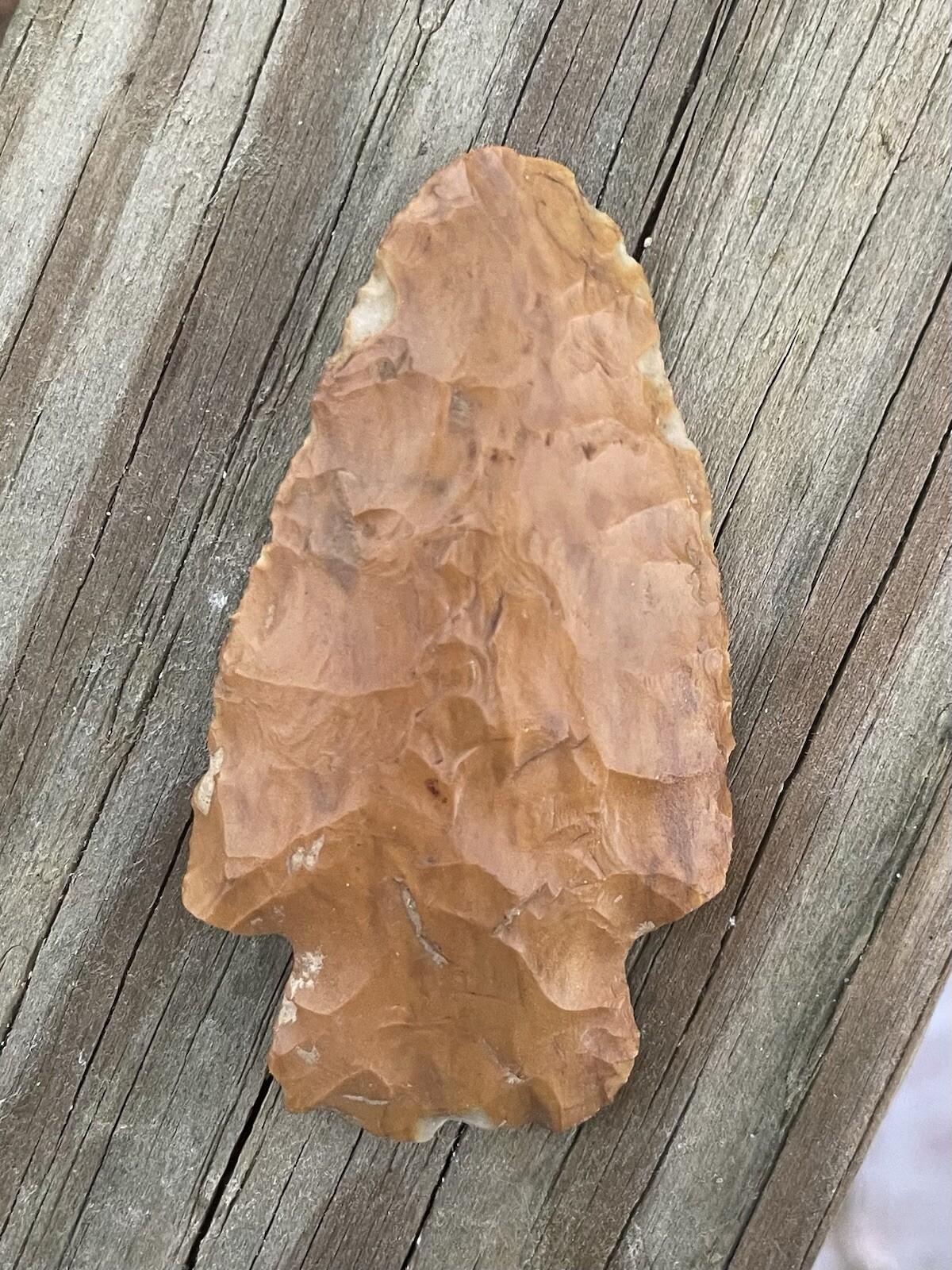 Authentic Native American Missouri Grand Point. 2 5/8. Gold/brown Creek Chert