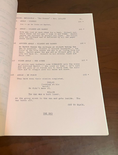 MISSION: IMPOSSIBLE script THE FREEZE Final Draft Sept 6 1968 *revisions & notes