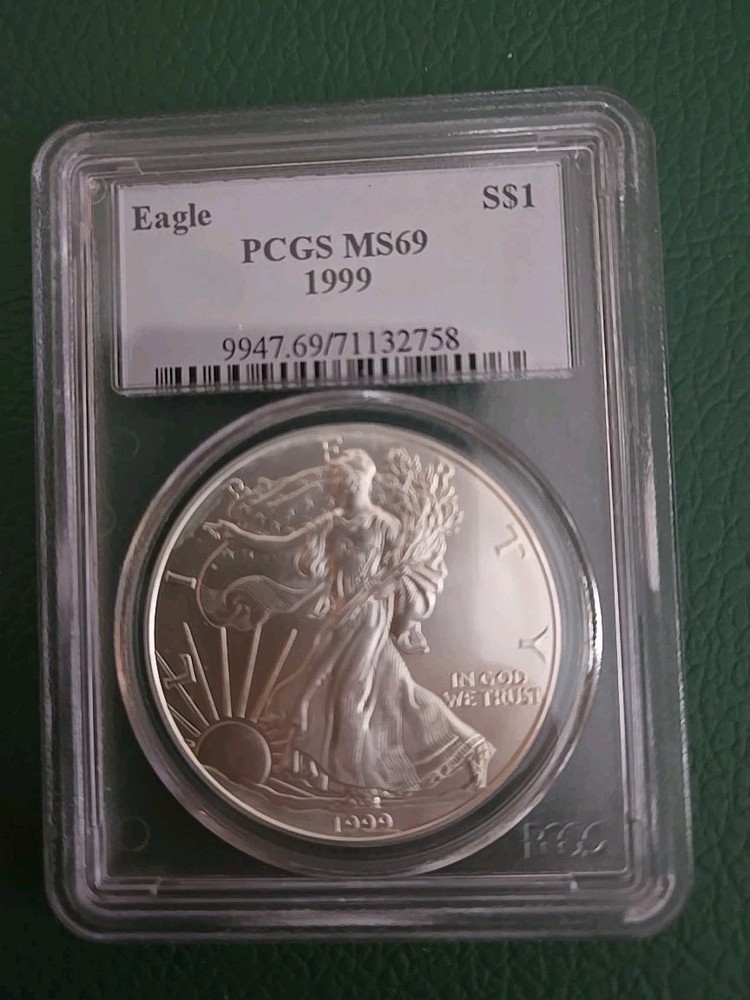 1999  PCGS  MS69 Silver Eagle 1 OZ .999