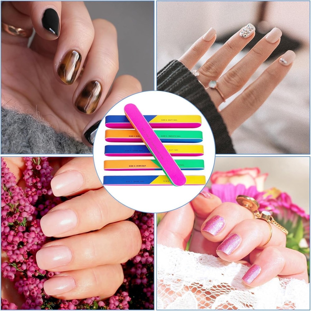 7 Way Nail Buffer (6 Pcs), Buffers Blocks for Natural Nails Multicolor