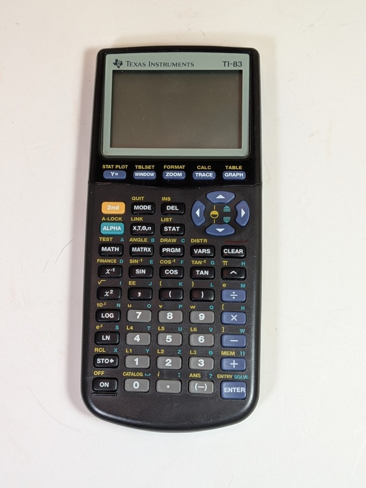 Texas Instruments Ti-83 Graphing Calculator Missing Case A Battery Cover. Tested