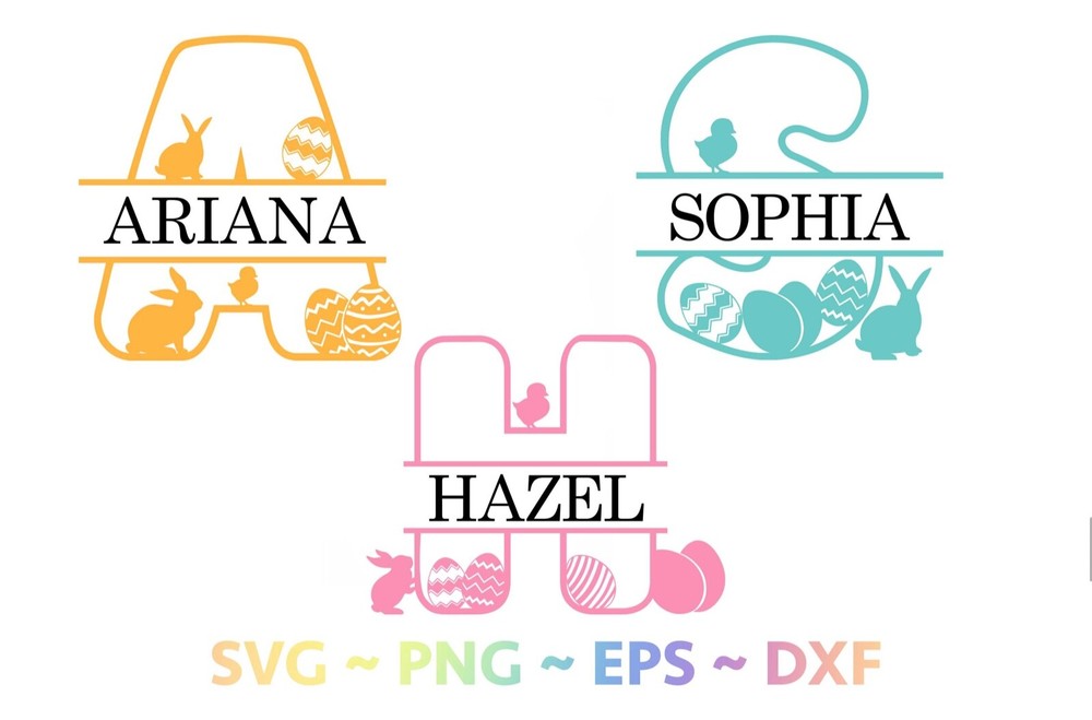 Easter Split Alphabets SVG bundle, Fancy alphabets files, SVG files for cricut,