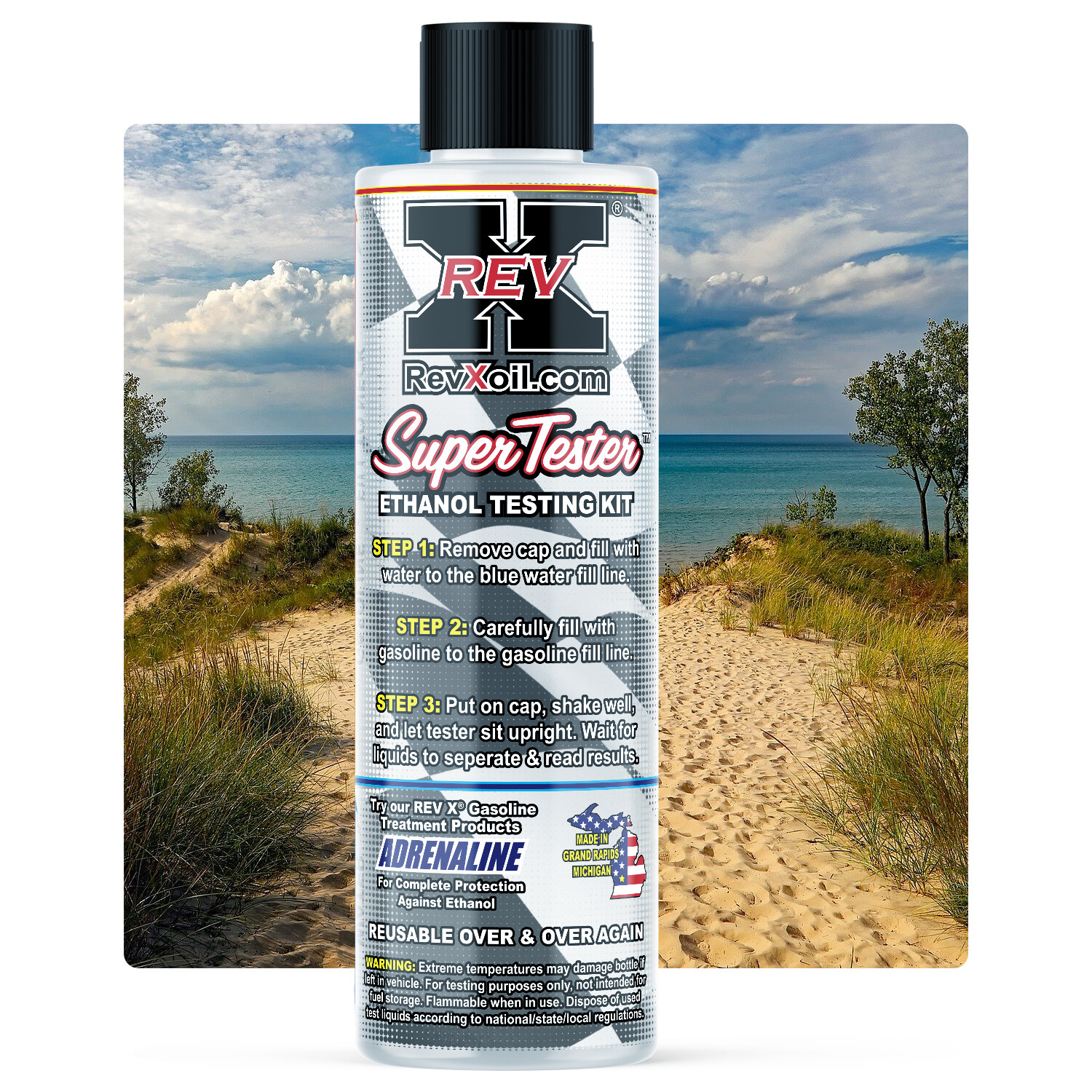 REV X E85 Super Tester Ethanol Test Bottle - Tests E0% - E100% - Easy to Use Kit