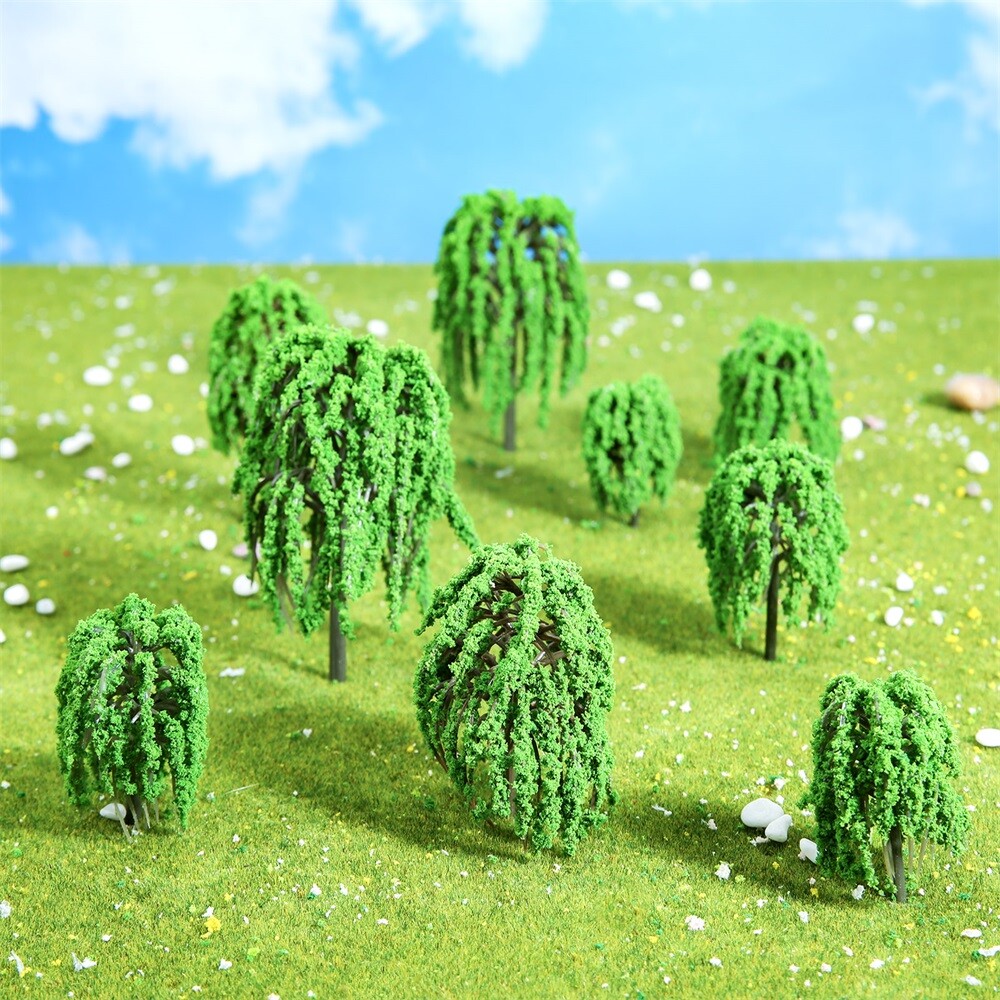 20Pcs Artificial Willow Model Trees Park Train Railways Sand table Scenery Decor