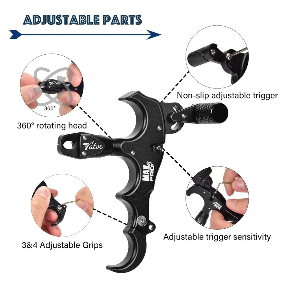 Bow Release Thumb Archery 360° Rotatable Thumb Release for Compound Bow 3/4