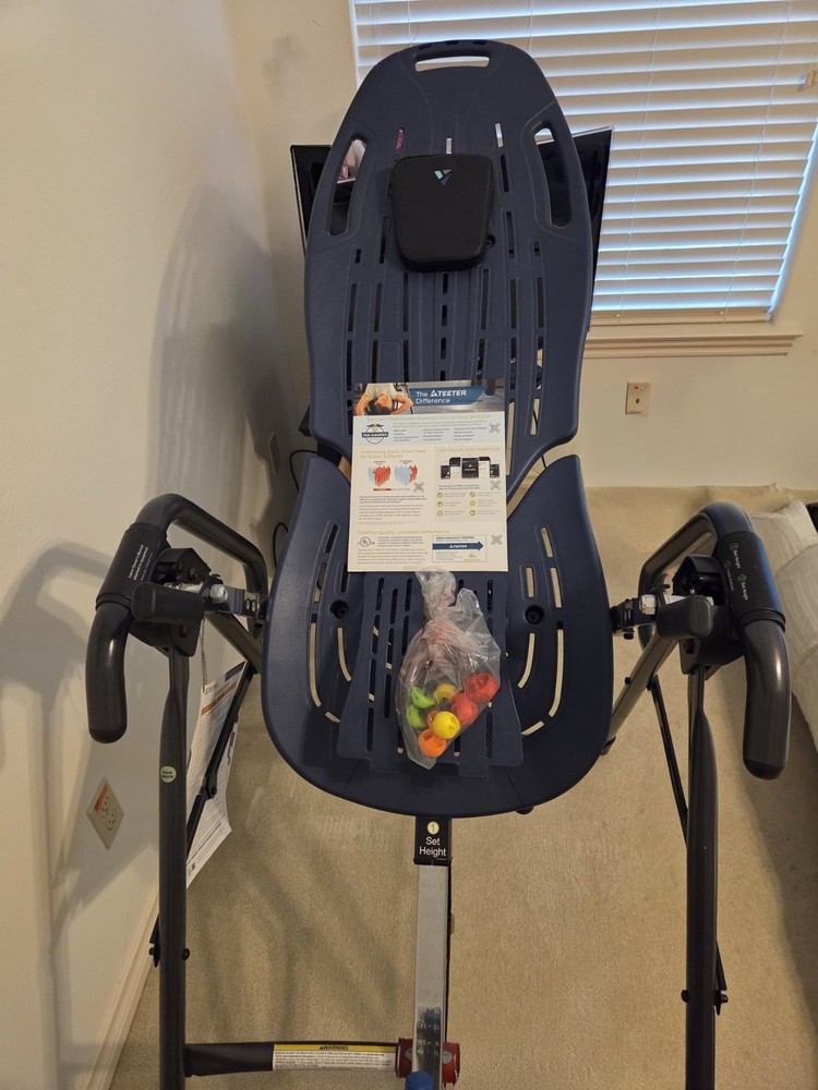 Teeter EP-970 Adjustable Padded Foldable Inversion Table Blue w/ Accessories