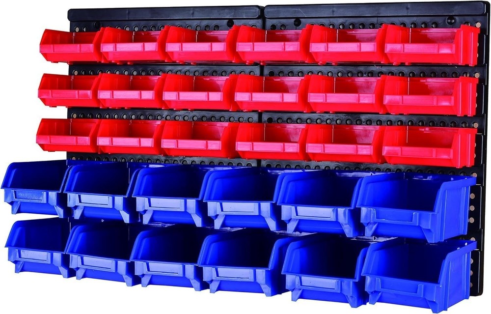 Heavy-Duty Wall Storage Rack with 30 Bins - Rust-Resistant & Space-Saving