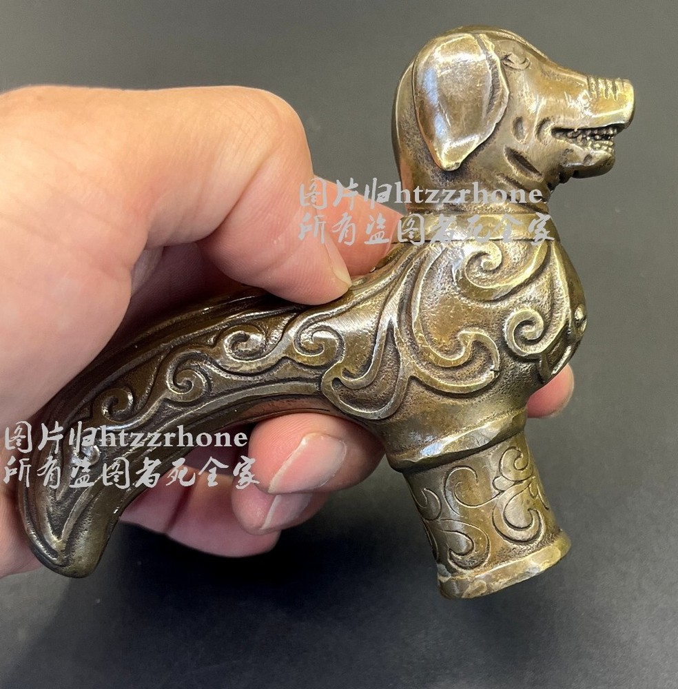 Solid Brass Pig Head Statue Walking Stick Cane Handle Top Topper Collection
