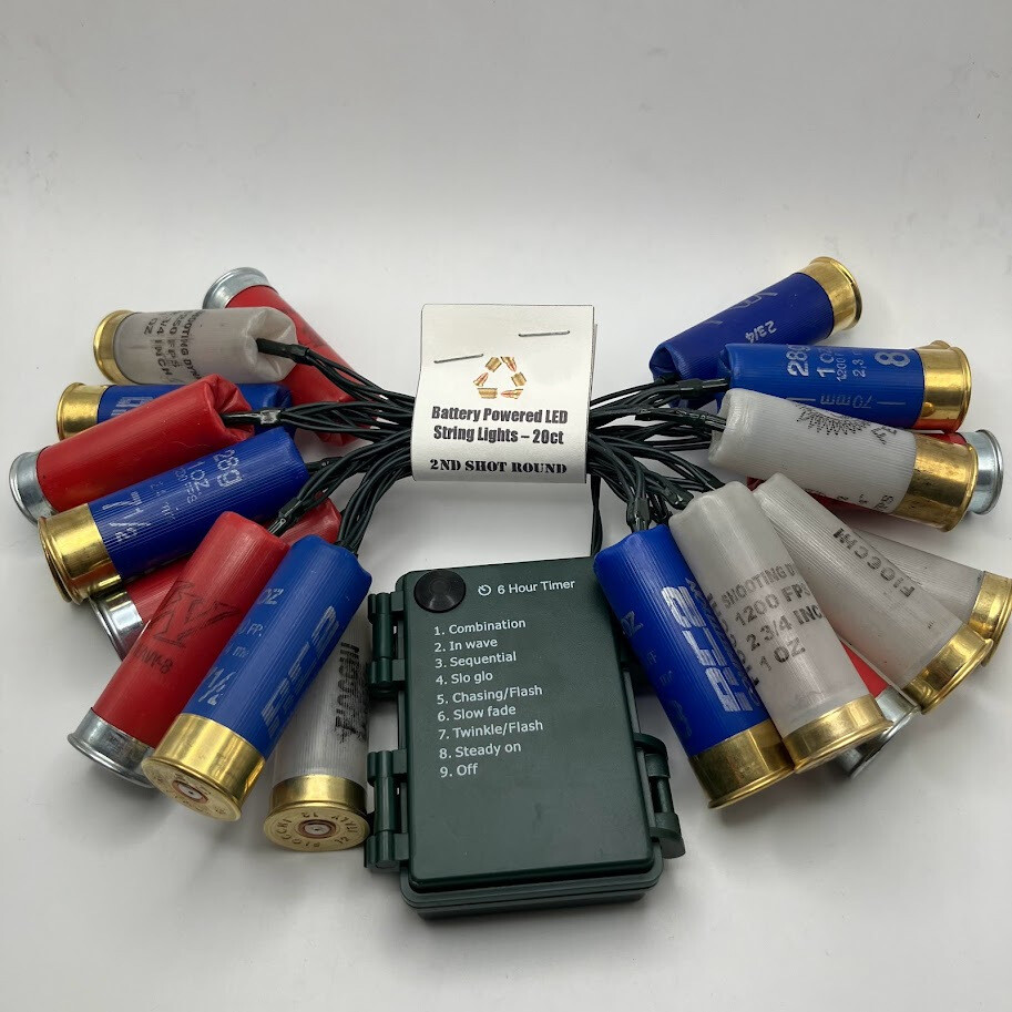 Shotgun Shell String Christmas Lights Holiday, Wedding, Party Battery Plugin