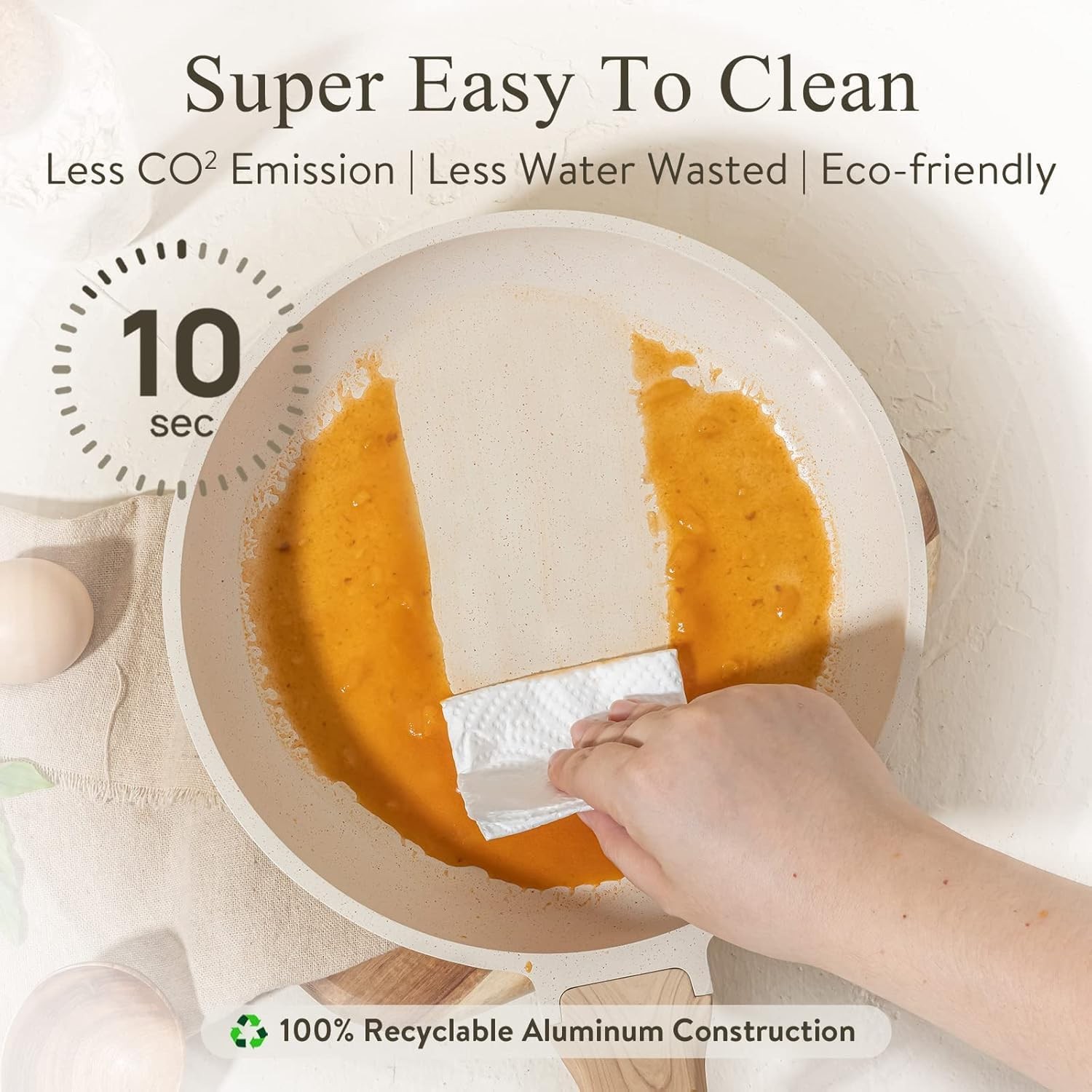 8 Inch Non Stick Frying Pan with Lid,White Granite Nonstick Skillet Omelet Pa...