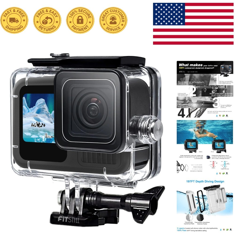 Waterproof Shell for GoPro Hero 9-13 – 196FT Depth Capability for Divers