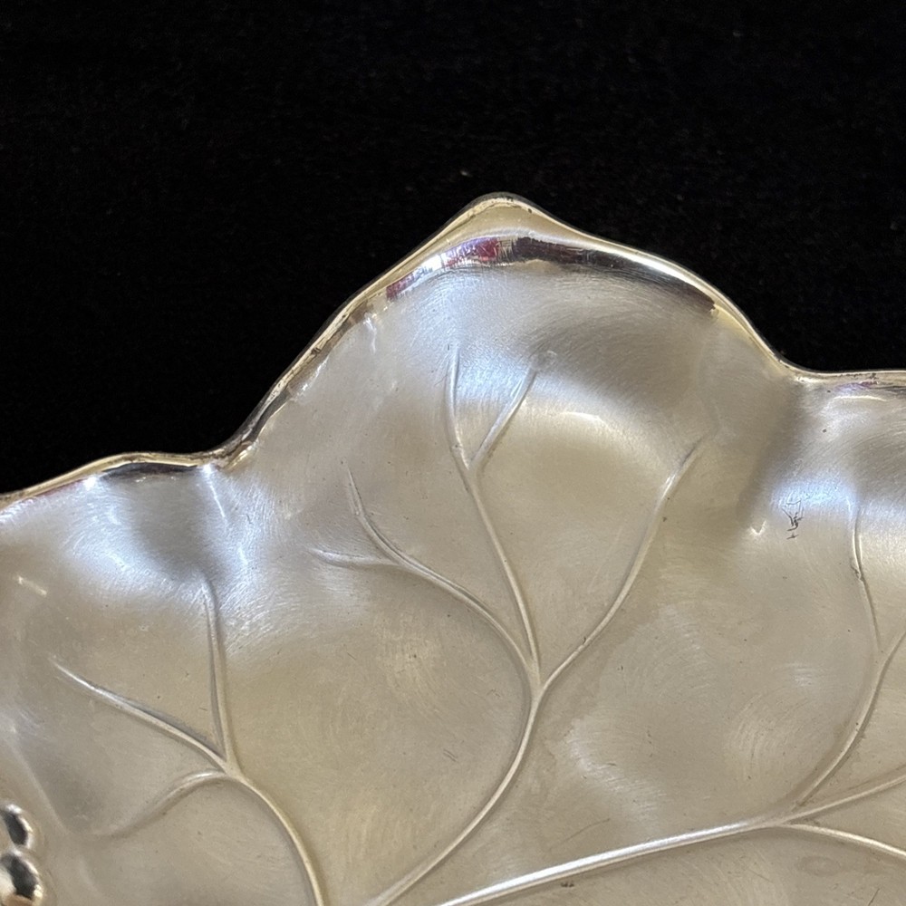 Vintage WMF Ikora EP Brass Silver Plated Mapple Leaf Footed Trinket Dish Germany