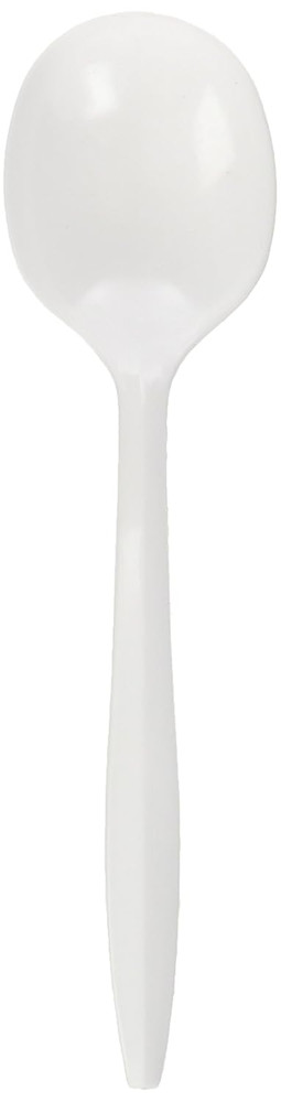Disposable Plastic Soup Spoon, Bulk Packed, Medium-Weight, White, 1000 Count