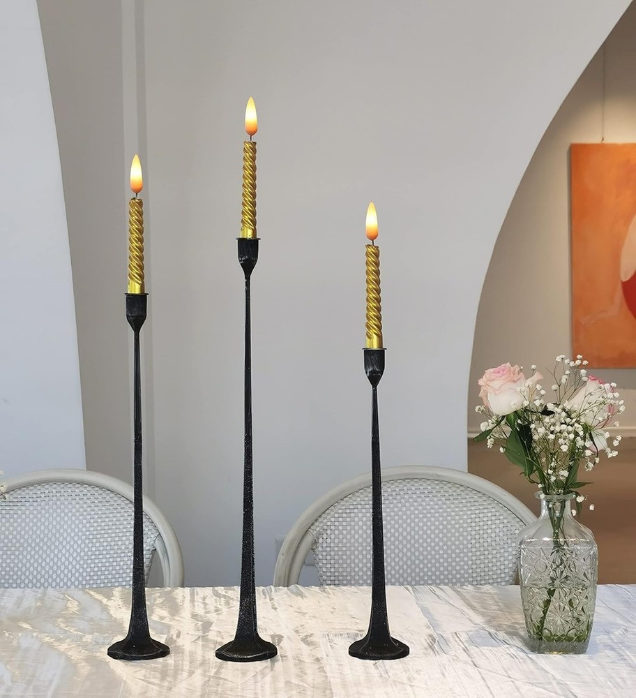 Sturdy Black Candle Holders Set - Wedding Decor