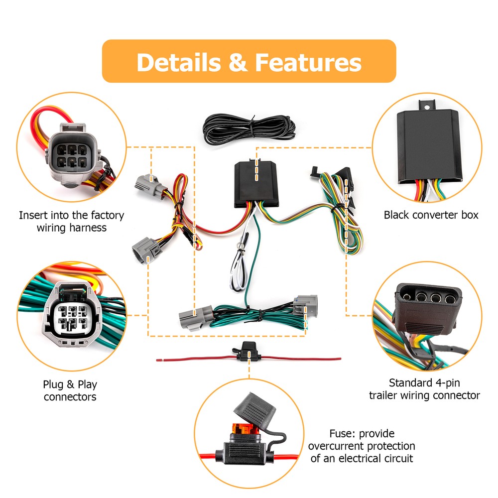 For Dodge Nitro 2007-2012 , 4 Way Flat Trailer Wiring