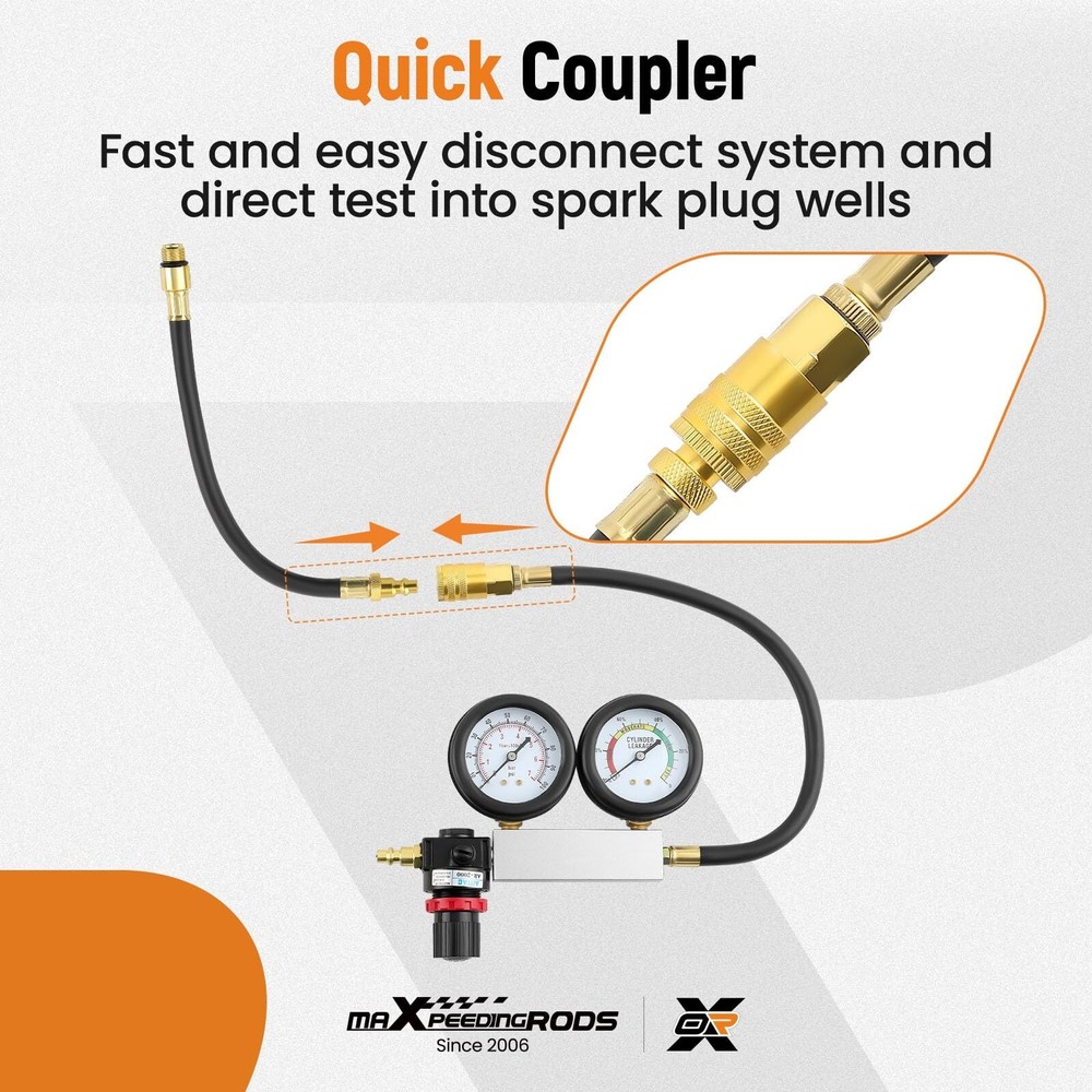 Cylinder Leak Down Tester Gasoline Engine Compression Tester Dual Gauge Detector