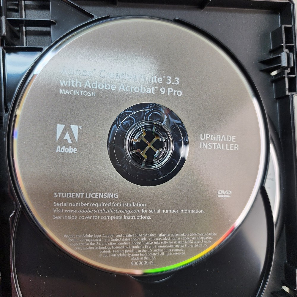 Adobe Creative Suite 3 Design Premium Macintosh 5 DISC Student Licensing Require