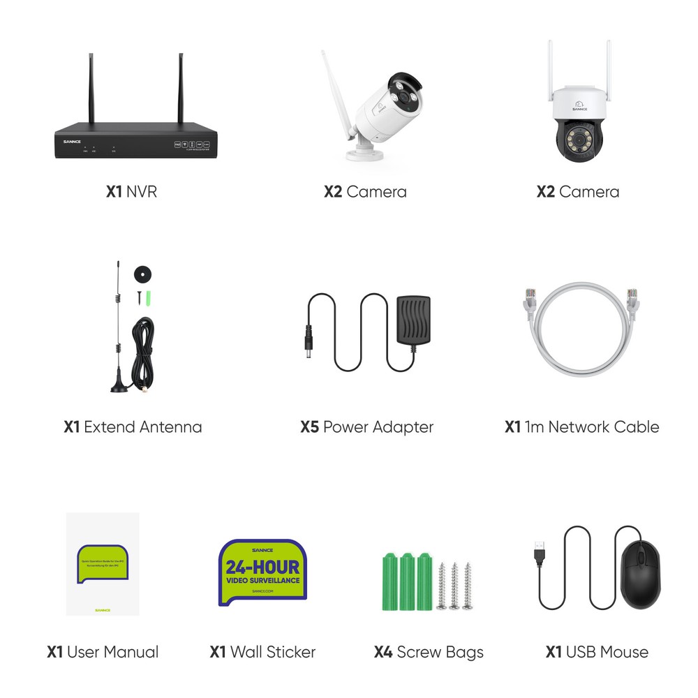 SANNCE 10CH NVR 5MP Wireless PT Security Camera System Two Way Audio AI Detect