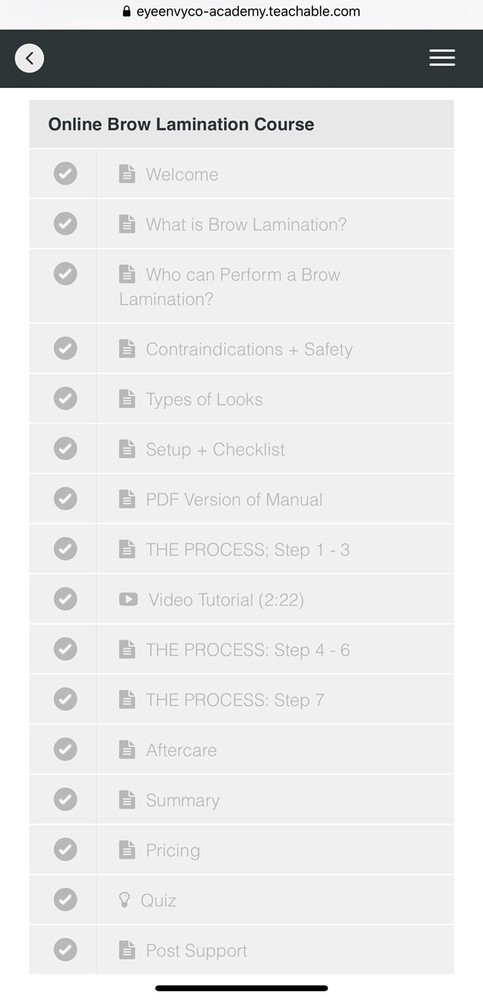 Brow Lamination Online Course