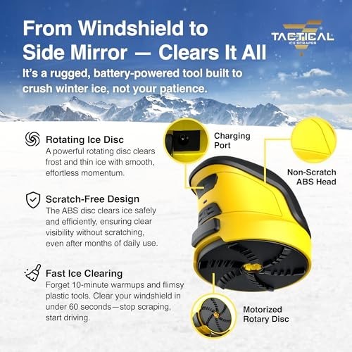 Electric Ice Scraper for Windshield - Cordless Motorized Snow Remover Tool, Rech
