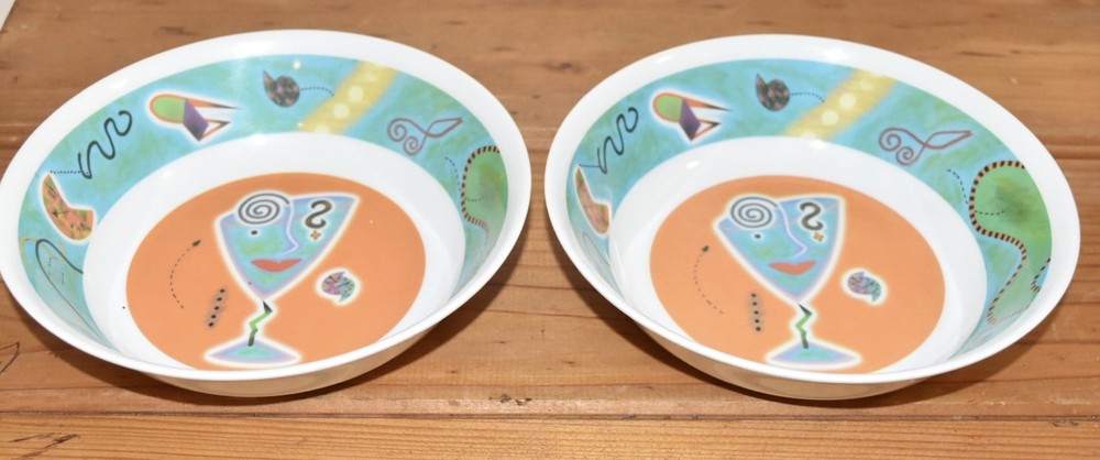 Melamine Plates, Bowls, Mugs - 2 Place Settings - EUC