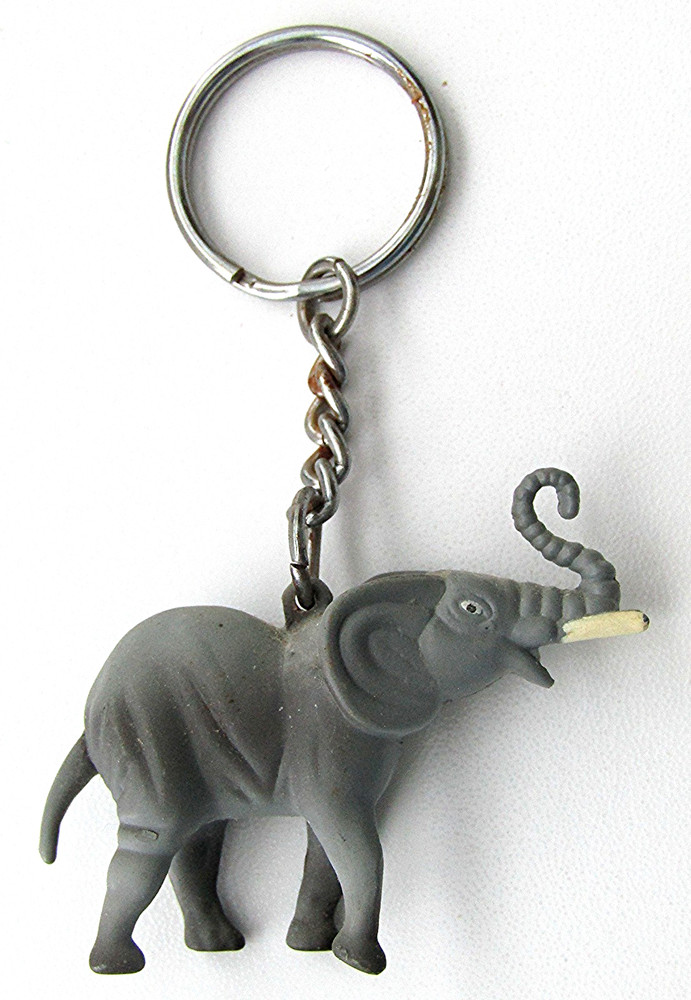 Gray Elephant Key Chain, Hard Plastic -- 3 Dimensional
