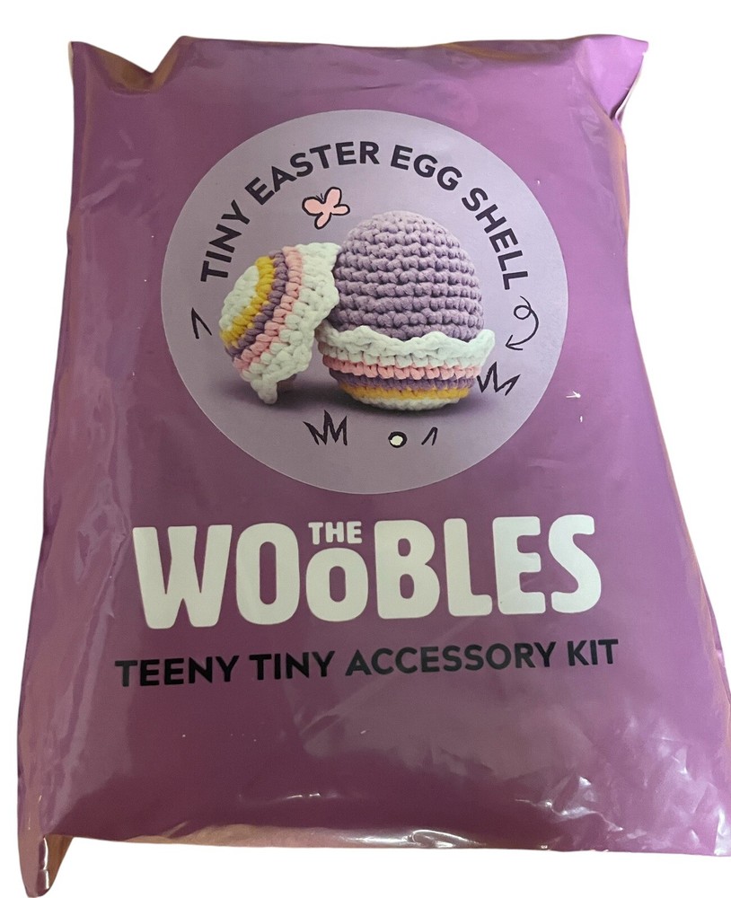 The Woobles Tiny Easter Egg Shell Crochet Teeny Tiny Accessory Kit Nip