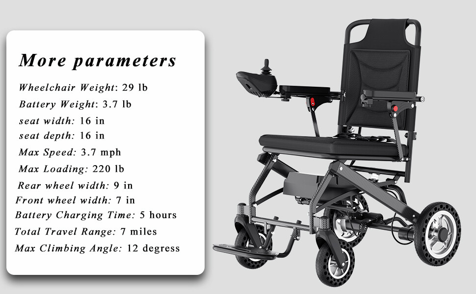 Electric Foldable Lightweight Portable Powerchair Travel Wheelchair All Terrain