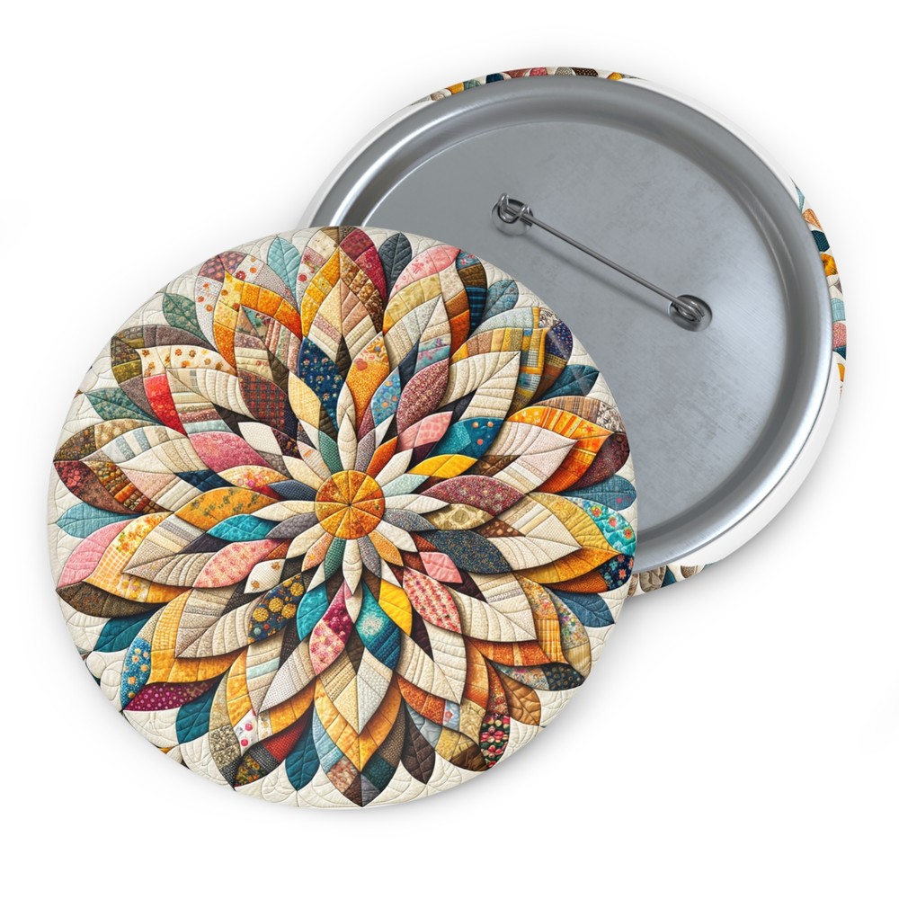 Custom Pin Button Badge Dresden Plate Quilt Pattern