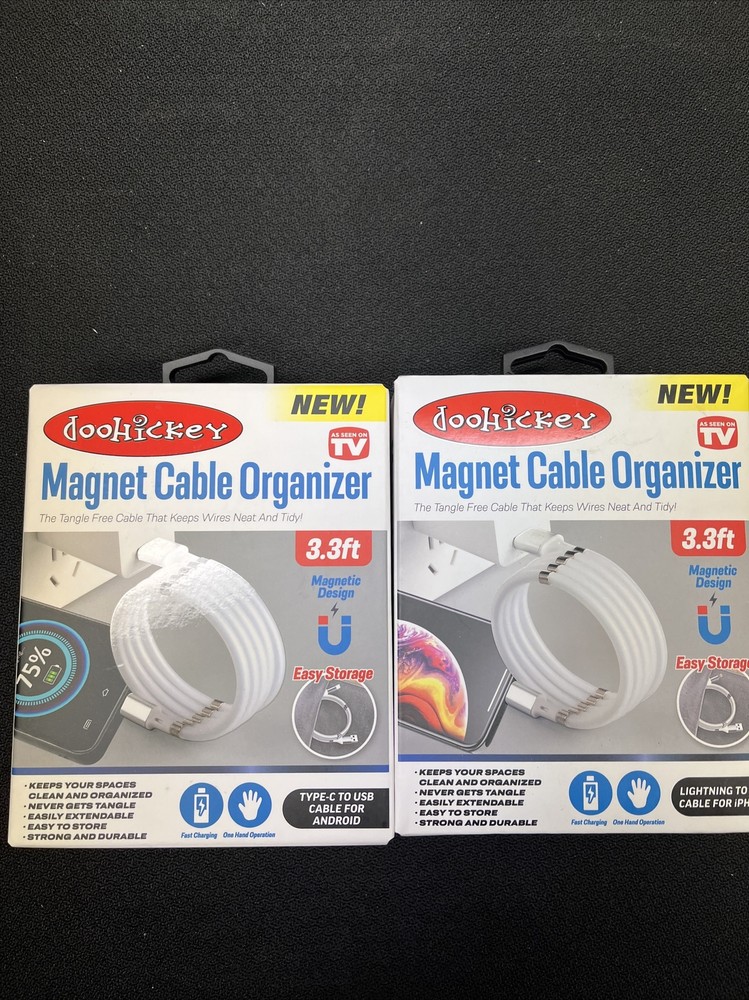 Charging Cable Type C To USB For Android Magnetic Organizer Cable 2 pack