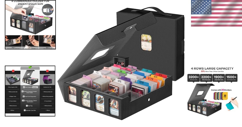3200+ Trading Card Storage Box with Commander Display
