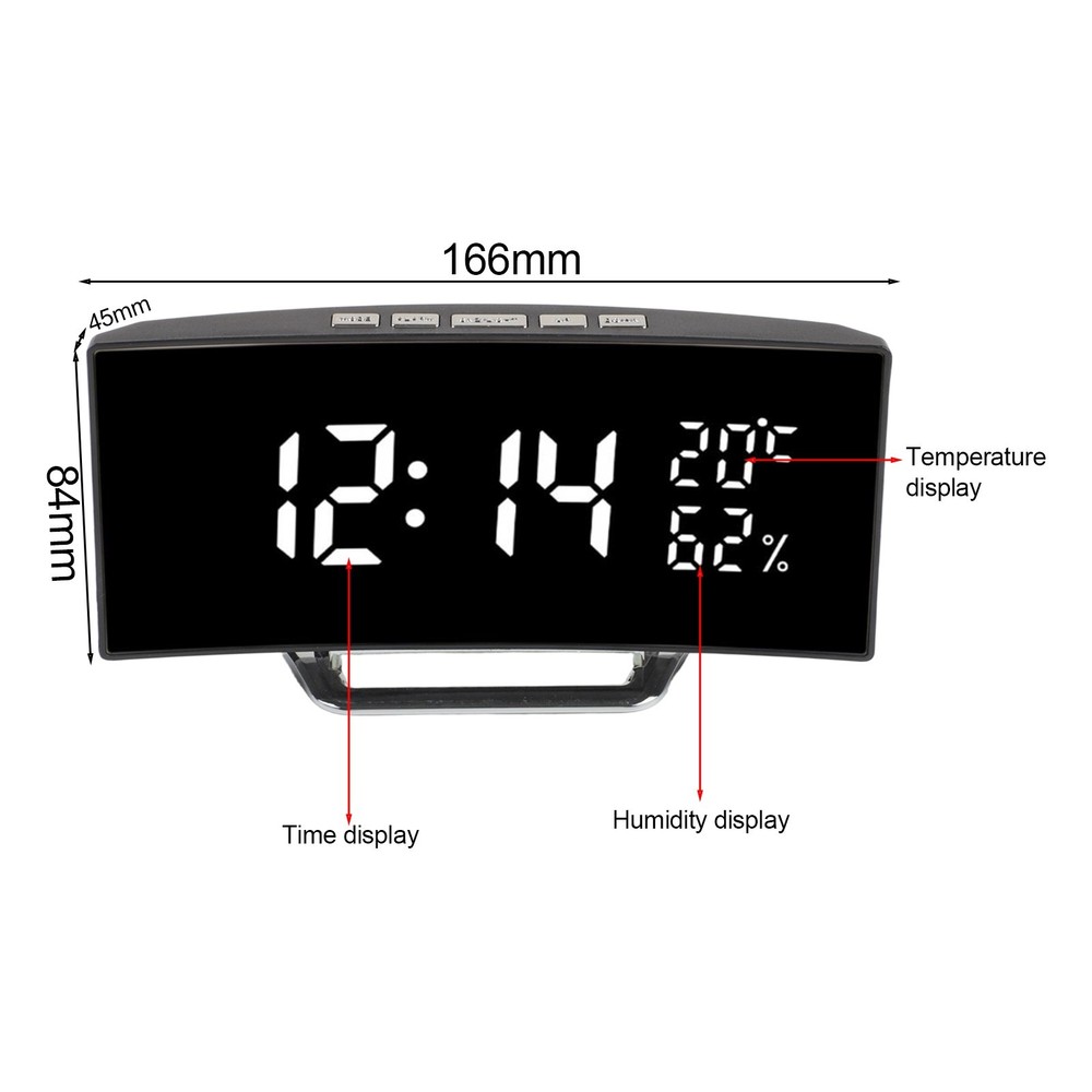 Multifunction Digital Alarm Clock LED Display Time Temperature Humidity