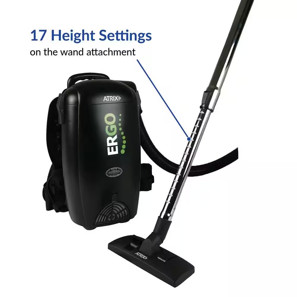 Commercial 8Qt Ergo Backpack Vacuum & Blower Multisurface Accessory Bundle
