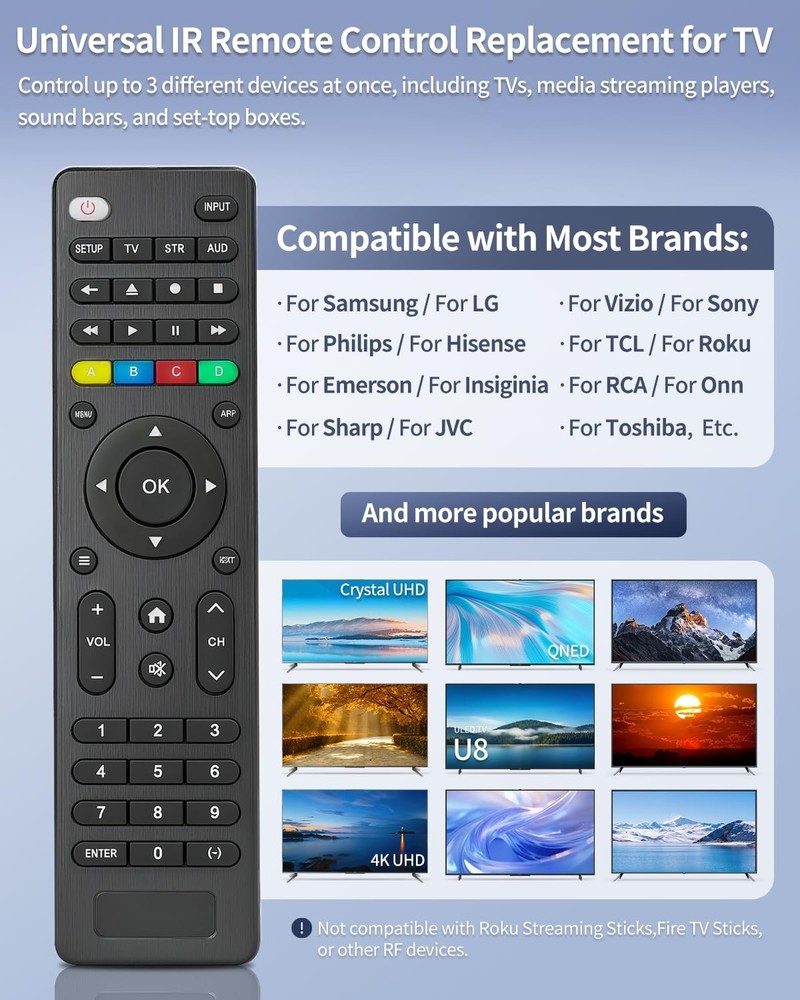 Universal TV Remote Control Compatible Remote,
