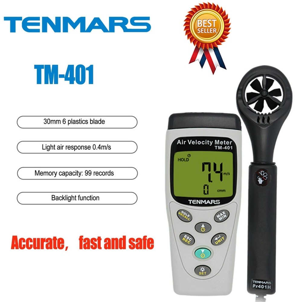 TENMARS TM-401 Multi-function Anemometer Temperature Humidity Stress Tester