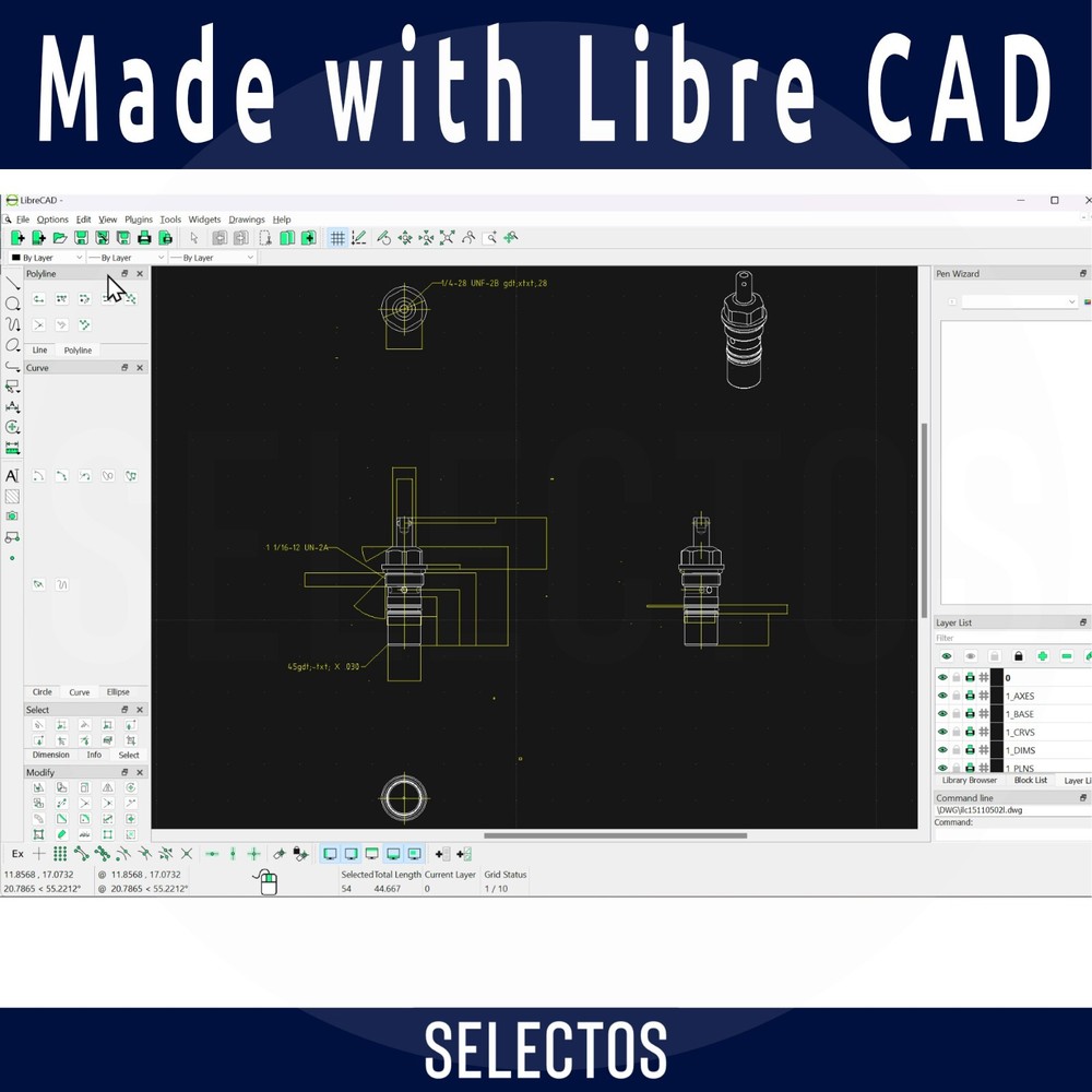 2024 Libre CAD 2D Design Software CD for Windows & Mac + PDFs Install, Manual