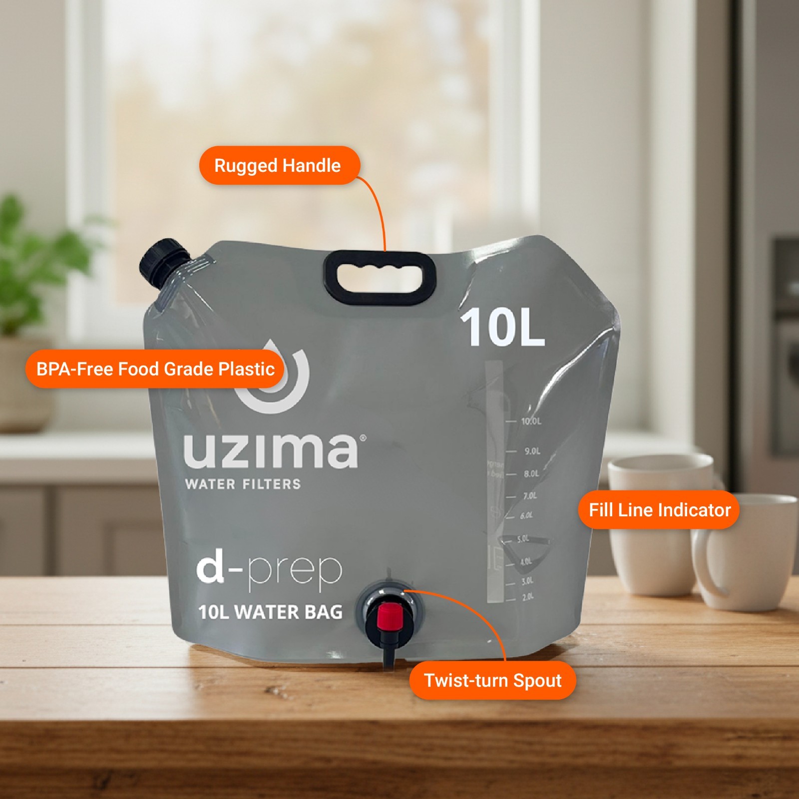 Uzima D-Prep Emergency Water Bag – 10L Collapsible Water Storage