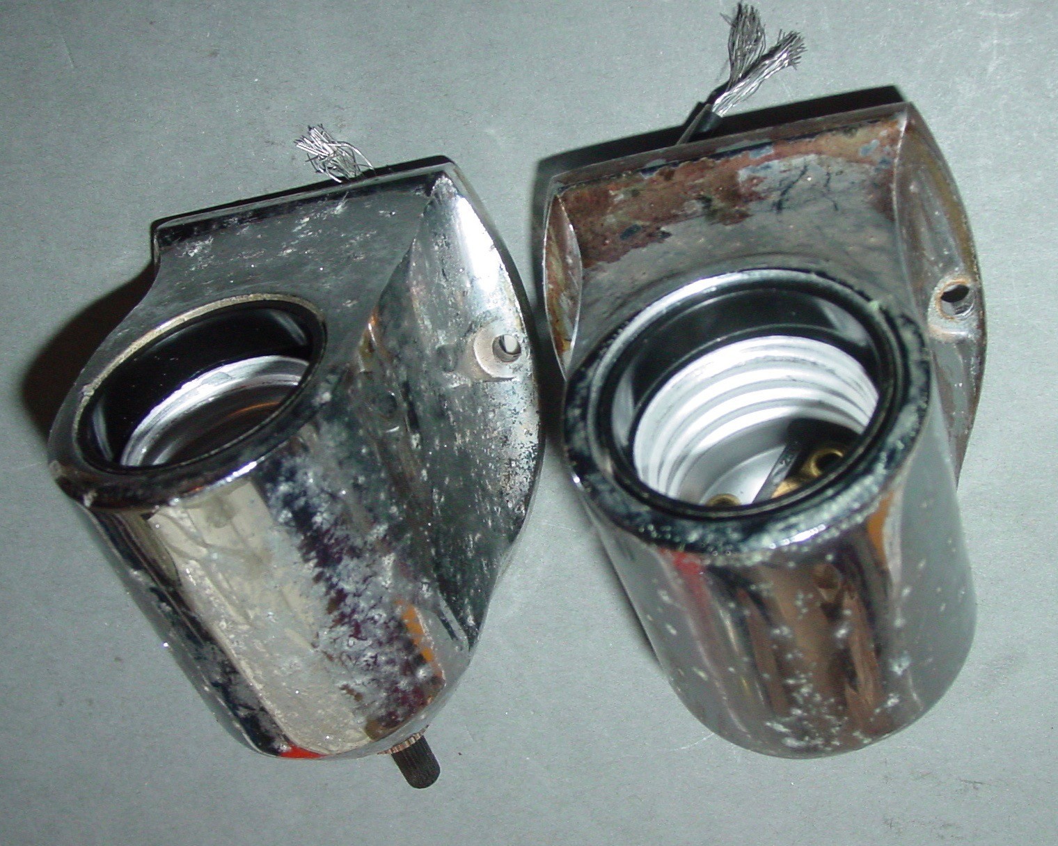 2 Vintage Boat Sconces Lot Art Deco Low Profile Compact Chrome Light Fixture