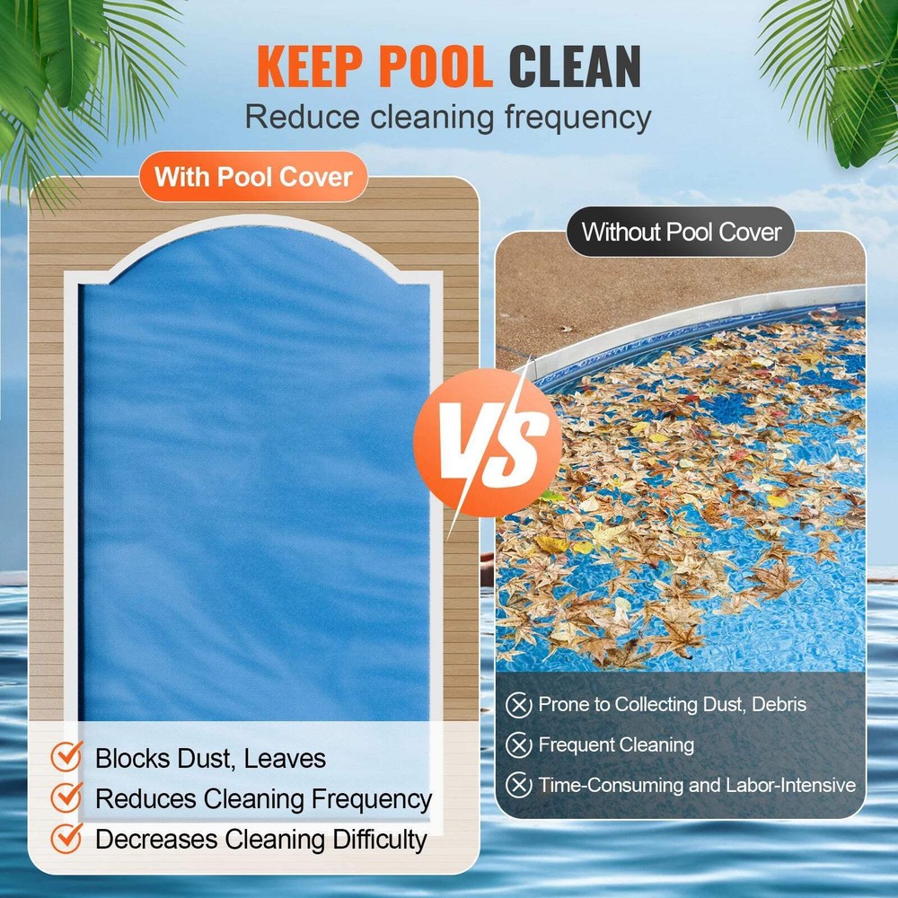 Solar Pool Cover, 12 mil Rectangular Solar Blanket for Inground & Above Ground P
