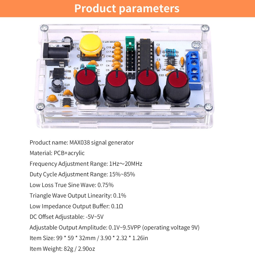 MAX038 Signal Generator DIY Kit 1Hz~20MHz Function Generator Practical Q4L4
