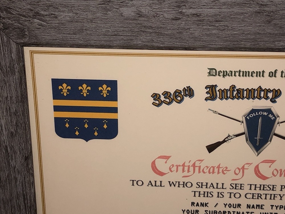 336TH INFANTRY REGIMENT / COMMEMORATIVE - CERTIFICATE OF COMMENDATION