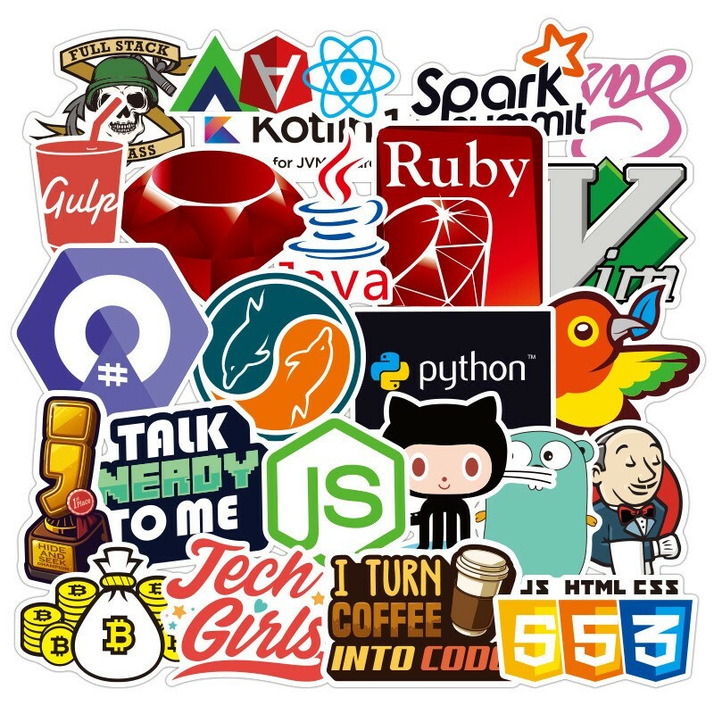 100  pcs Sticker Developer Programmer Hacker Programming Languages JAVA