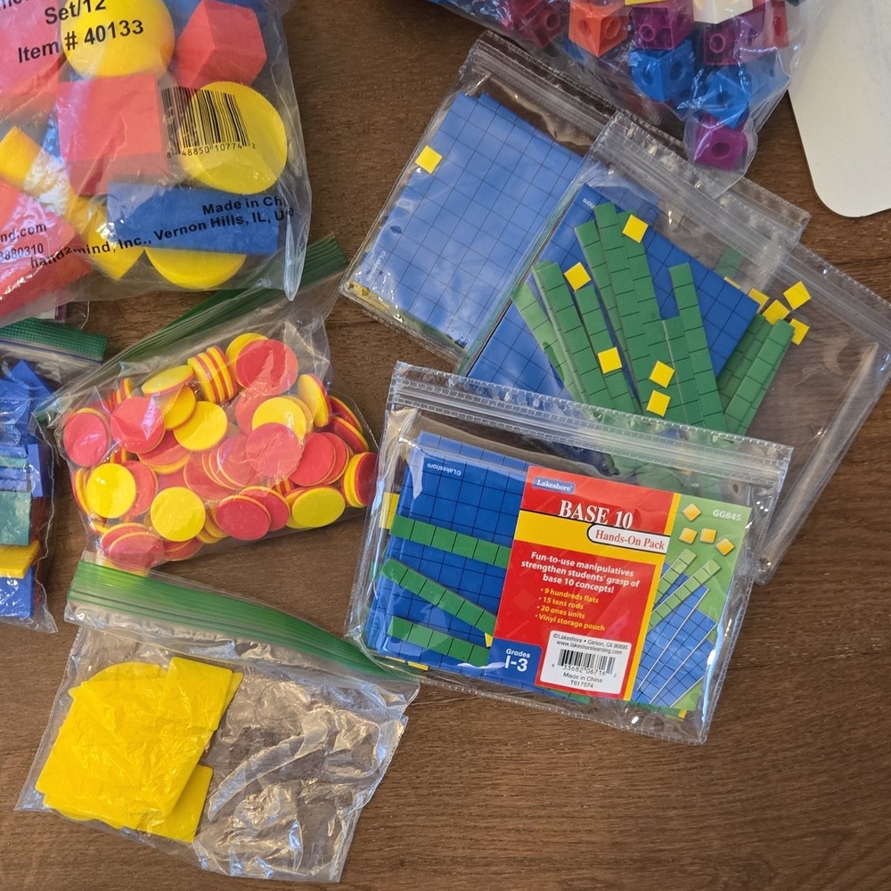 Learning Resources & hand2mind Snap Cubes, Base 10, Fractions, Dice