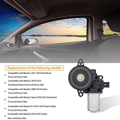 6 pins Front Left Driver Side Power Window Motor Compatible with Mazda 2/3/3