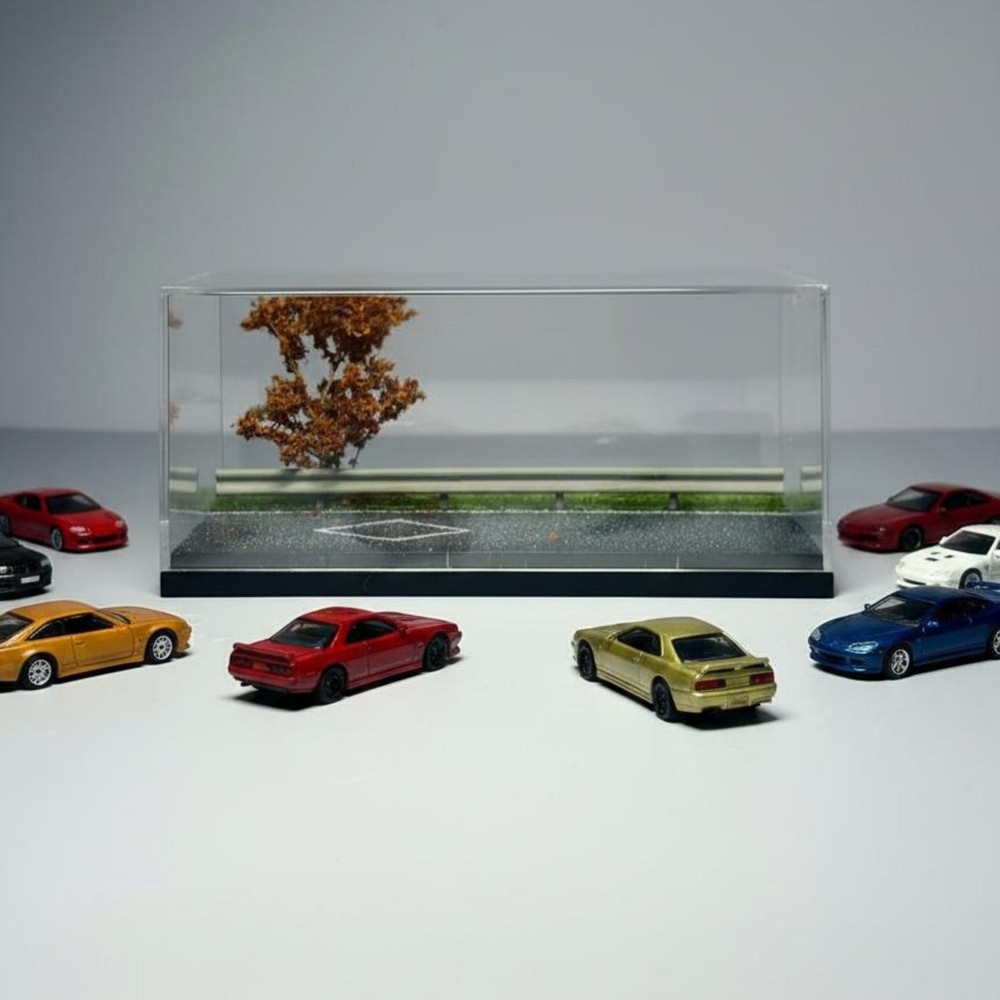 1:64 Scale Car Display Container Dustproof Highway Scene Model Box