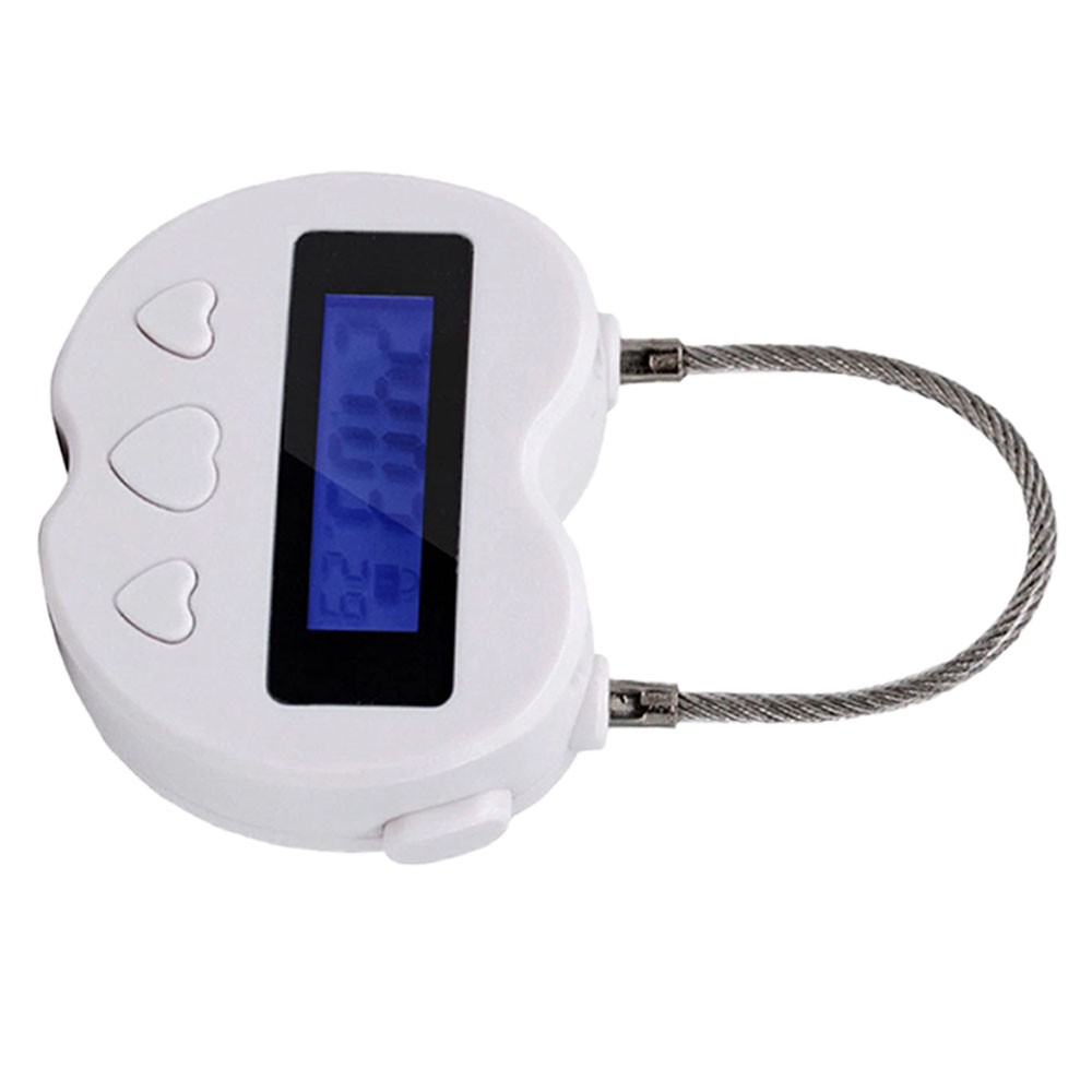 1X White Time Lock LCD Display Time Lock Multifunction Travel Electronic Timer