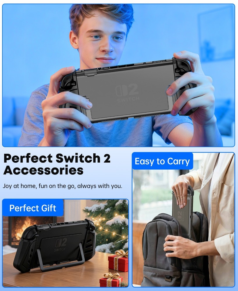 Split Grip Protective Case Cover for Nintendo Switch 2 (2025) Console&Kickstand